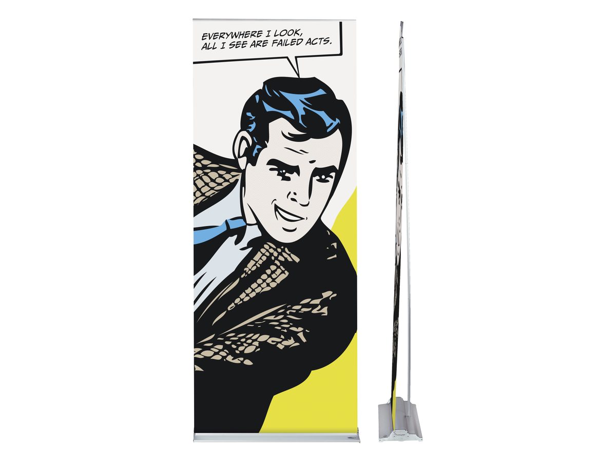 Ein Roll-Up von vorn und von der Seite gezeigt